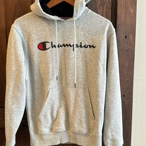 Champion hooded sweatshirt gray with black lined hood - Size small